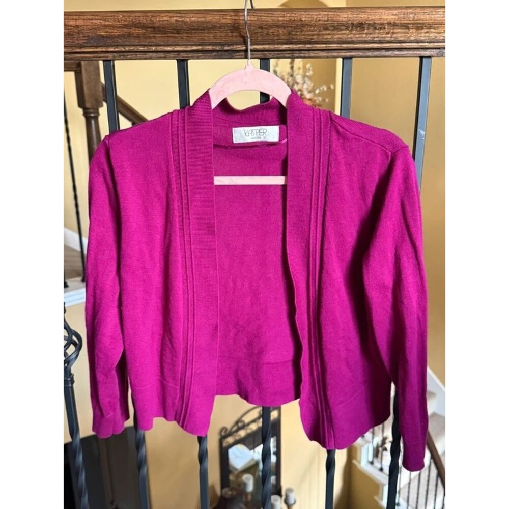 Magenta Open-Front Cropped Cardigan